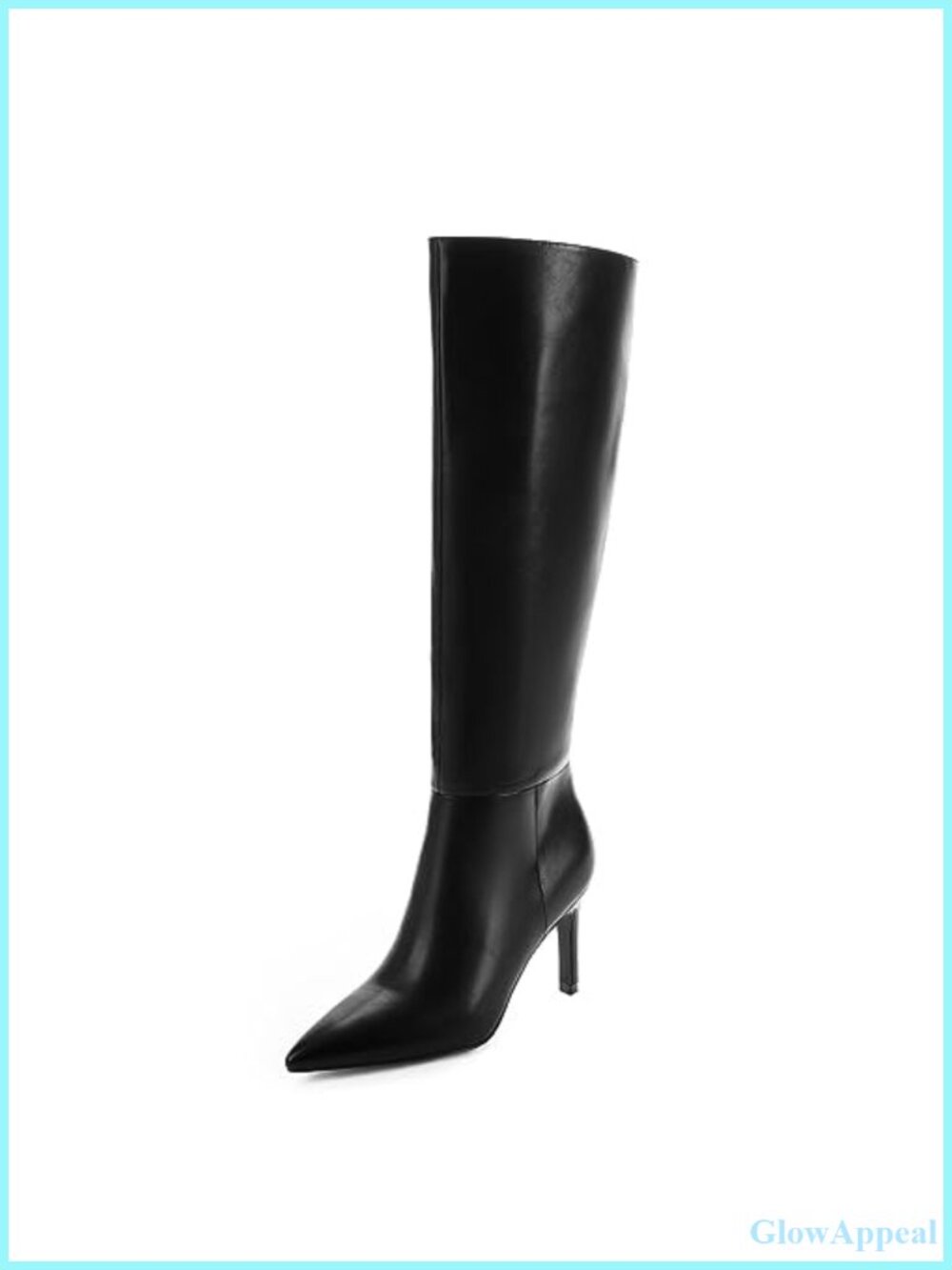 Knee High Boots Women Faux Leather Pointed Toe Stiletto Heel Tall Boots